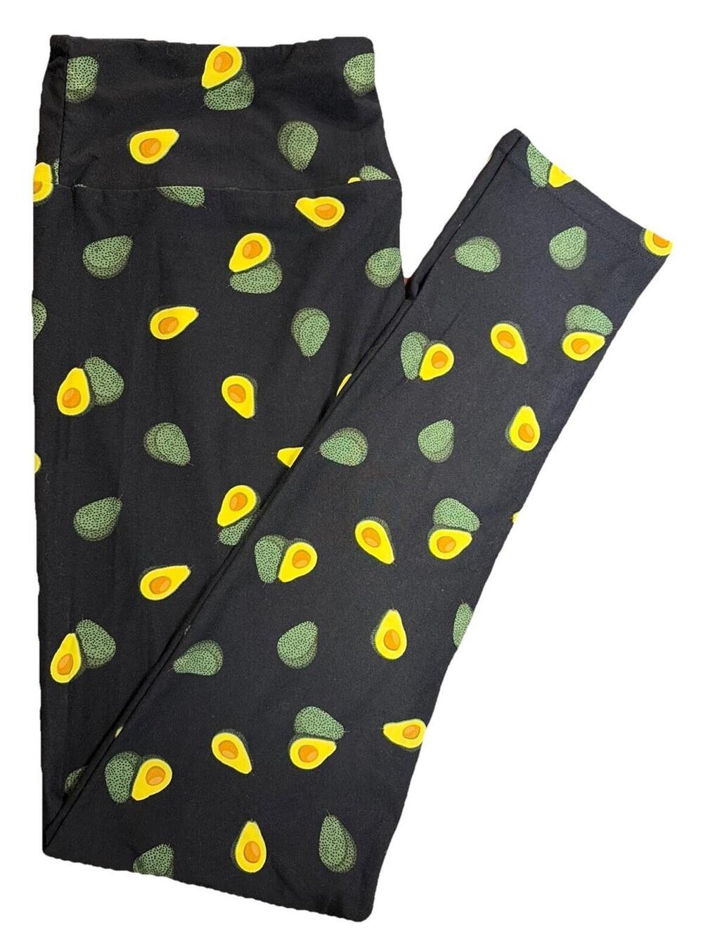 NWT LuLaRoe Cinco De Mayo Avocados On Black Leggings Sz Tall & Curvy TC (12-18)